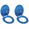 VIDAXL Sieges De Toilette Avec Couvercle 2 Pcs MDF Bleu Gouttes D'eau