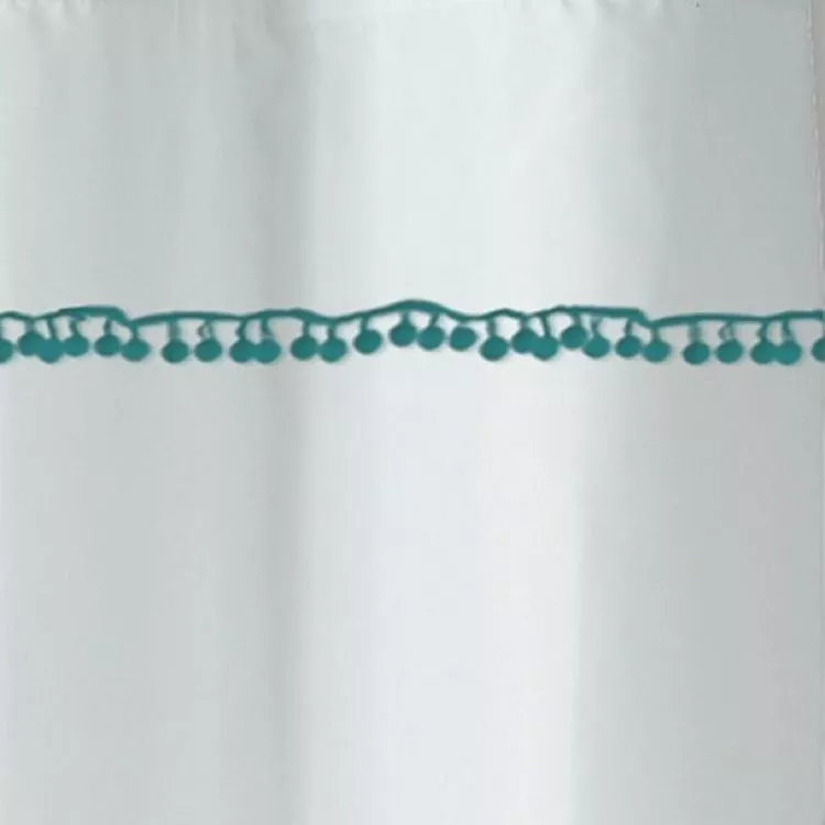 GUY LEVASSEUR Rideau De Douche Uni Blanc Pompons 180x200cm Pompons 6 GUY LEVASSEUR Rideau De Douche Uni Blanc Pompons 180x200cm Pompons â Image 6