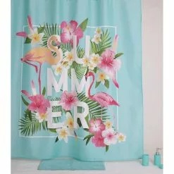 ALLIBERT Rideau De Douche Tropical AKINA - 180 X 200 - Bleu