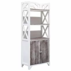 Meuble Soldes 39 VIDAXL Armoire De Salle De Bain Blanc Et Marron 46x24x116 Cm Paulownia