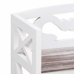 VIDAXL Armoire De Salle De Bain Blanc Et Marron 46x24x116 Cm Paulownia -Meuble Soldes B2CD 46