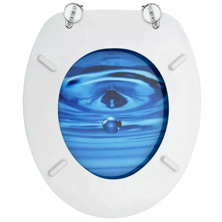 VIDAXL Siege De Toilette Avec Couvercle MDF Bleu Gouttes D'eau 6 VIDAXL Siege De Toilette Avec Couvercle MDF Bleu Gouttes D'eau â Image 6