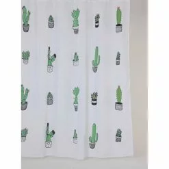 ALLIBERT Rideau De Douche Tropical CACTUS - 180 X 200 Cm - Blanc