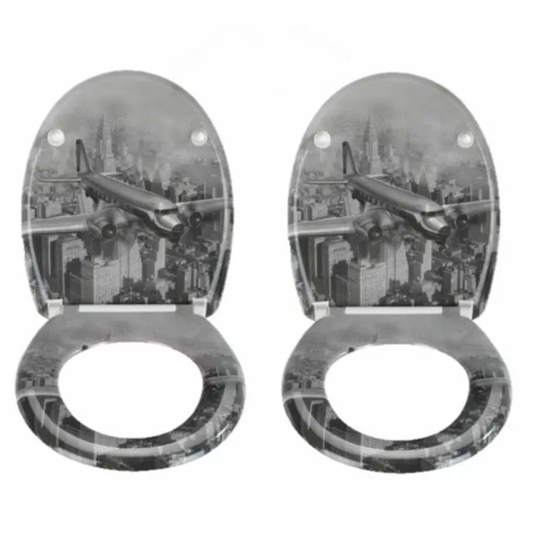 TOILINUX 2 X Abattant WC Old-Time Plane - Gris Et Blanc 1 TOILINUX 2 X Abattant WC Old-Time Plane - Gris Et Blanc