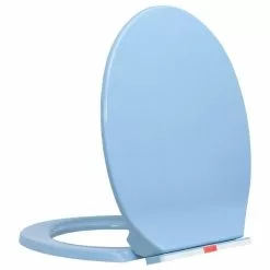VIDAXL Siege De Toilette A Fermeture En Douceur Bleu Ovale -Meuble Soldes B2CD 57
