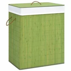 VIDAXL Panier A Linge Bambou Vert 83 L