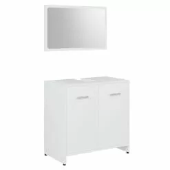 VIDAXL Ensemble De Meubles De Salle De Bain 3 Pcs Blanc Agglomere -Meuble Soldes B2CD 73