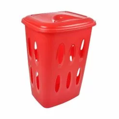 Paris Prix Coffre à Linge Plastique 45L Rouge