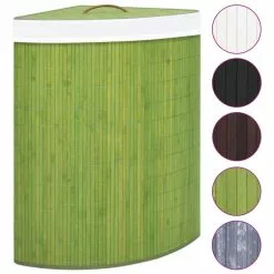 VIDAXL Panier A Linge D'angle Bambou Vert 60 L