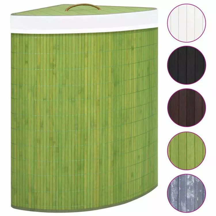 VIDAXL Panier A Linge D'angle Bambou Vert 60 L 1 VIDAXL Panier A Linge D'angle Bambou Vert 60 L
