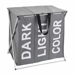 Wenko Panier à Linge 3 Compartiments Trio - L. 57 X H. 57 Cm - Gris