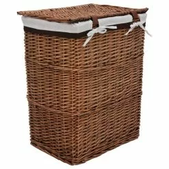 VIDAXL Panier A Linge Marron Saule -Meuble Soldes B2CD 836