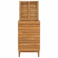 VIDAXL Panier A Linge 40x40x70 Cm Bois De Teck Massif -Meuble Soldes B2CD 857