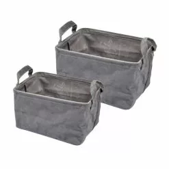 Paris Prix Lot De 2 Panières Rectangles Velvet 32cm Anthracite
