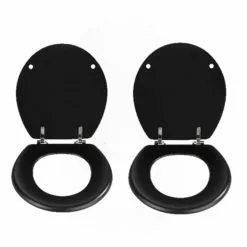 TOILINUX 2 X Abattant WC Prima En MDF - Noir