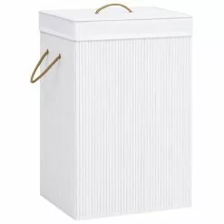 VIDAXL Panier A Linge Bambou Blanc