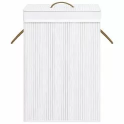 VIDAXL Panier A Linge Bambou Blanc -Meuble Soldes B2CD 885