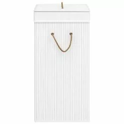 VIDAXL Panier A Linge Bambou Blanc -Meuble Soldes B2CD 886