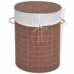 VIDAXL Panier A Linge Ovale Bambou Marron