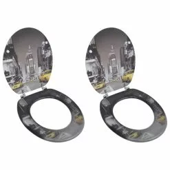 VIDAXL Sieges De Toilette Avec Couvercles 2 Pcs MDF New York