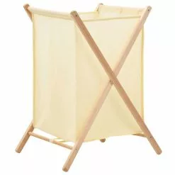 VIDAXL Panier A Linge Bois De Cedre Et Textile Beige 42 X 41 X 64 Cm