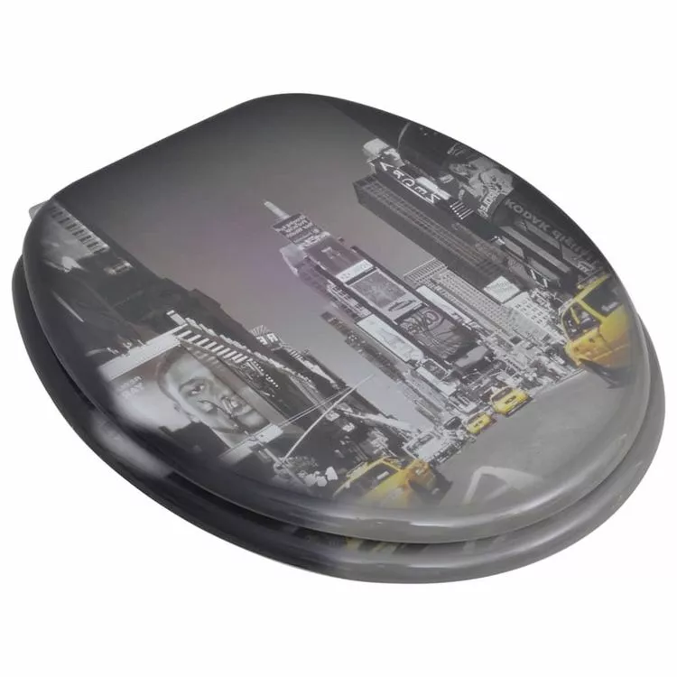 VIDAXL Sieges De Toilette Avec Couvercles 2 Pcs MDF New York 2 VIDAXL Sieges De Toilette Avec Couvercles 2 Pcs MDF New York â Image 2