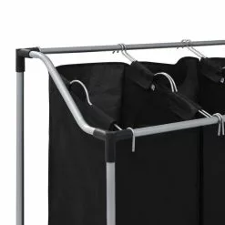VIDAXL Trieuse A Linge Avec 3 Sacs Noir Acier -Meuble Soldes B2CD 926
