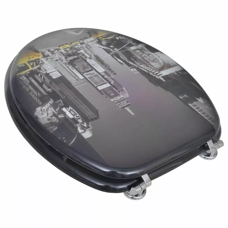 VIDAXL Sieges De Toilette Avec Couvercles 2 Pcs MDF New York 3 VIDAXL Sieges De Toilette Avec Couvercles 2 Pcs MDF New York â Image 3