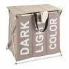 Wenko Panier à Linge Trio Top - 118 L. - 3 Compartiments - Taupe