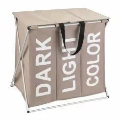 Wenko Panier à Linge Trio Top - 118 L. - 3 Compartiments - Taupe -Meuble Soldes B2CD 933