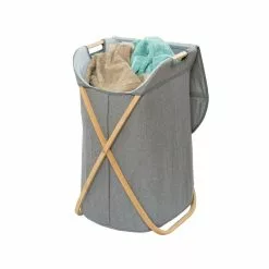 Wenko Panier à Linge En Bambou Bahari - 40 X H. 68 Cm - Gris -Meuble Soldes B2CD 937