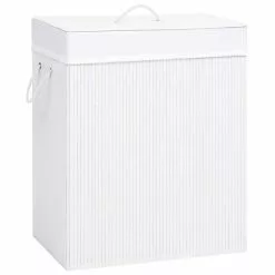 VIDAXL Panier A Linge Bambou Blanc 100 L