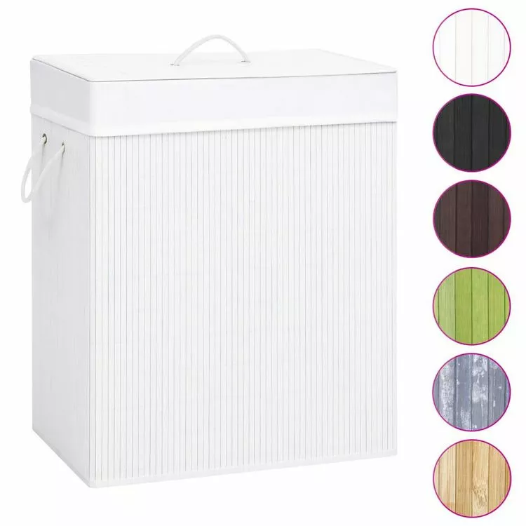 VIDAXL Panier A Linge Bambou Blanc 100 L 2 VIDAXL Panier A Linge Bambou Blanc 100 L – Image 2