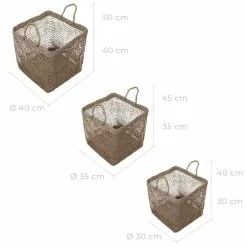 Rendez Vous Déco Panier Scar Tressé Carré (lot De 3) -Meuble Soldes B2CD 978