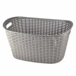 Paris Prix Panier à Linge Ovale Tressé 26L Taupe